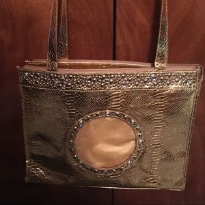 Far Nine California gold textured tote bag